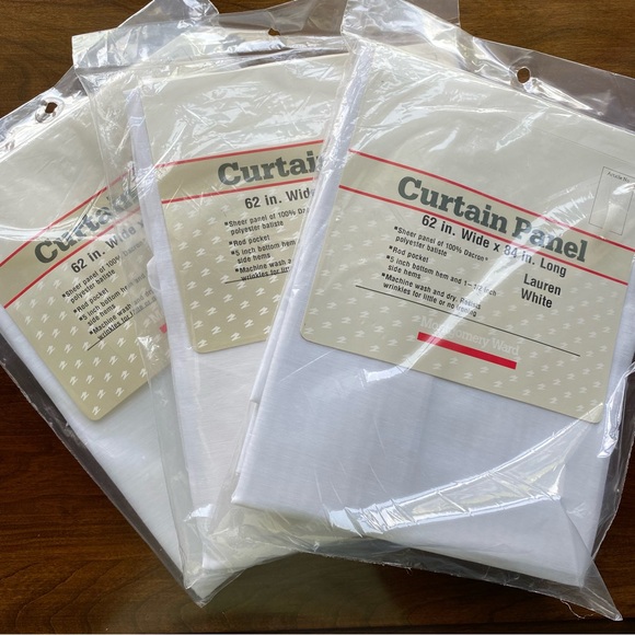 Montgomery Ward Sheer Curtain Panel Lot Of 3 Vintage NOS 62W x 84L WHITE Lauren - Picture 1 of 4